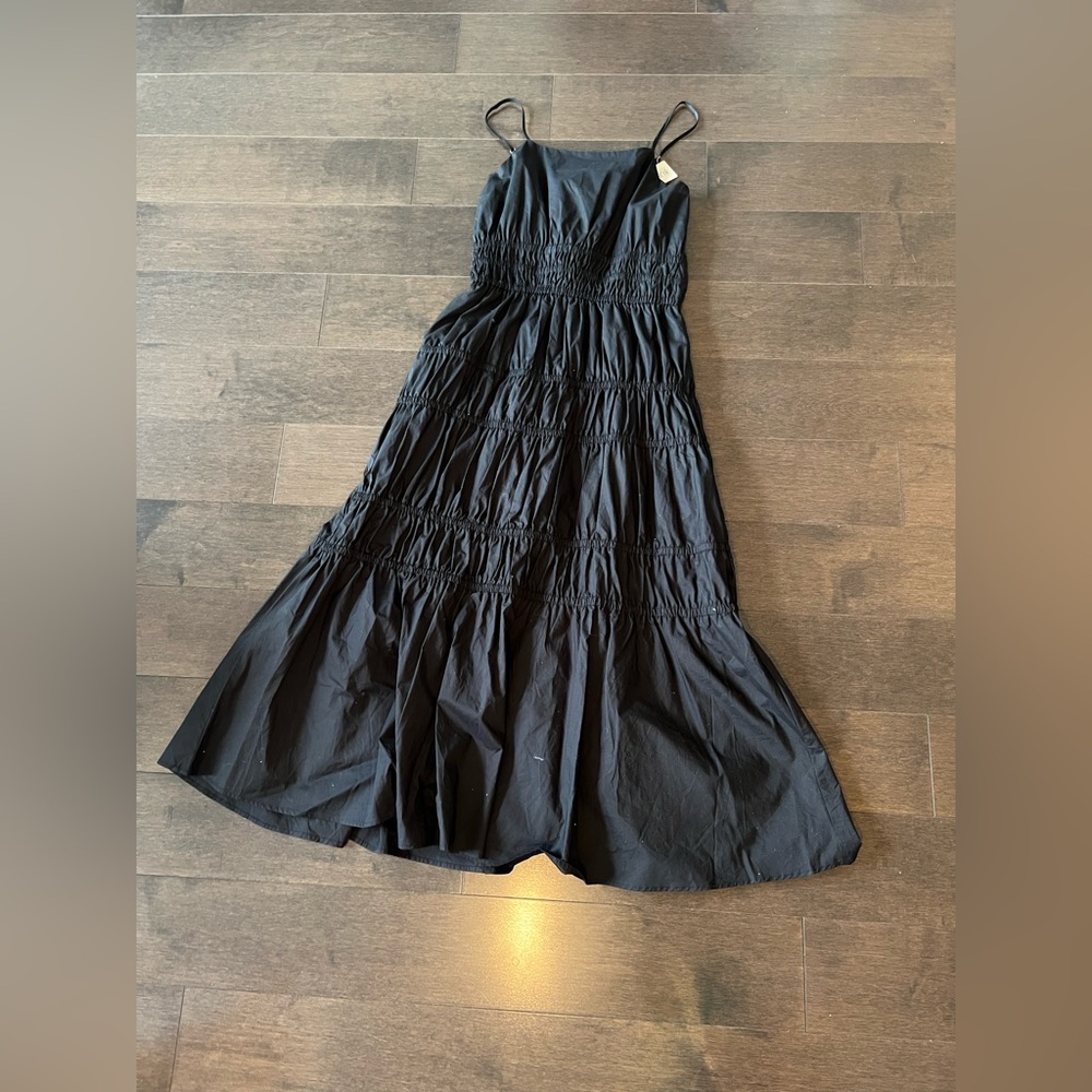 NWT Buffalo David Bitton Black Smocked Cotton Maxi Dress